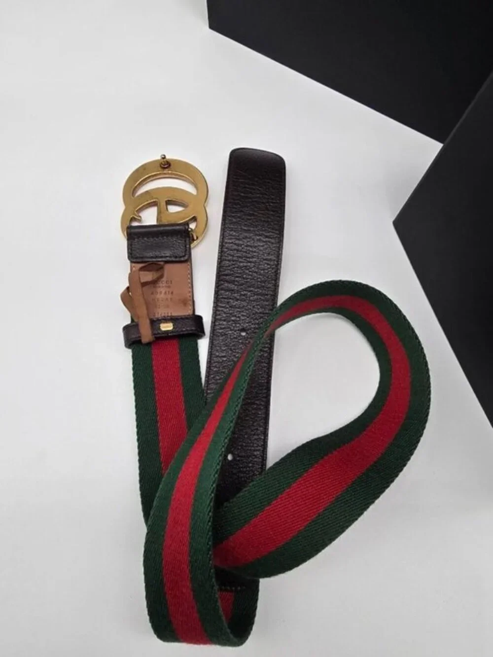 Authentic Gucci Web Elastic Torchon Double G Belt